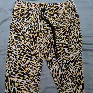 White House Black Market Abstract Black Yellow Pink Joggers